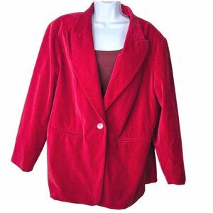 Bloomingdales Red Velvet Blazer Womens Size 18 Cotton & Spandex